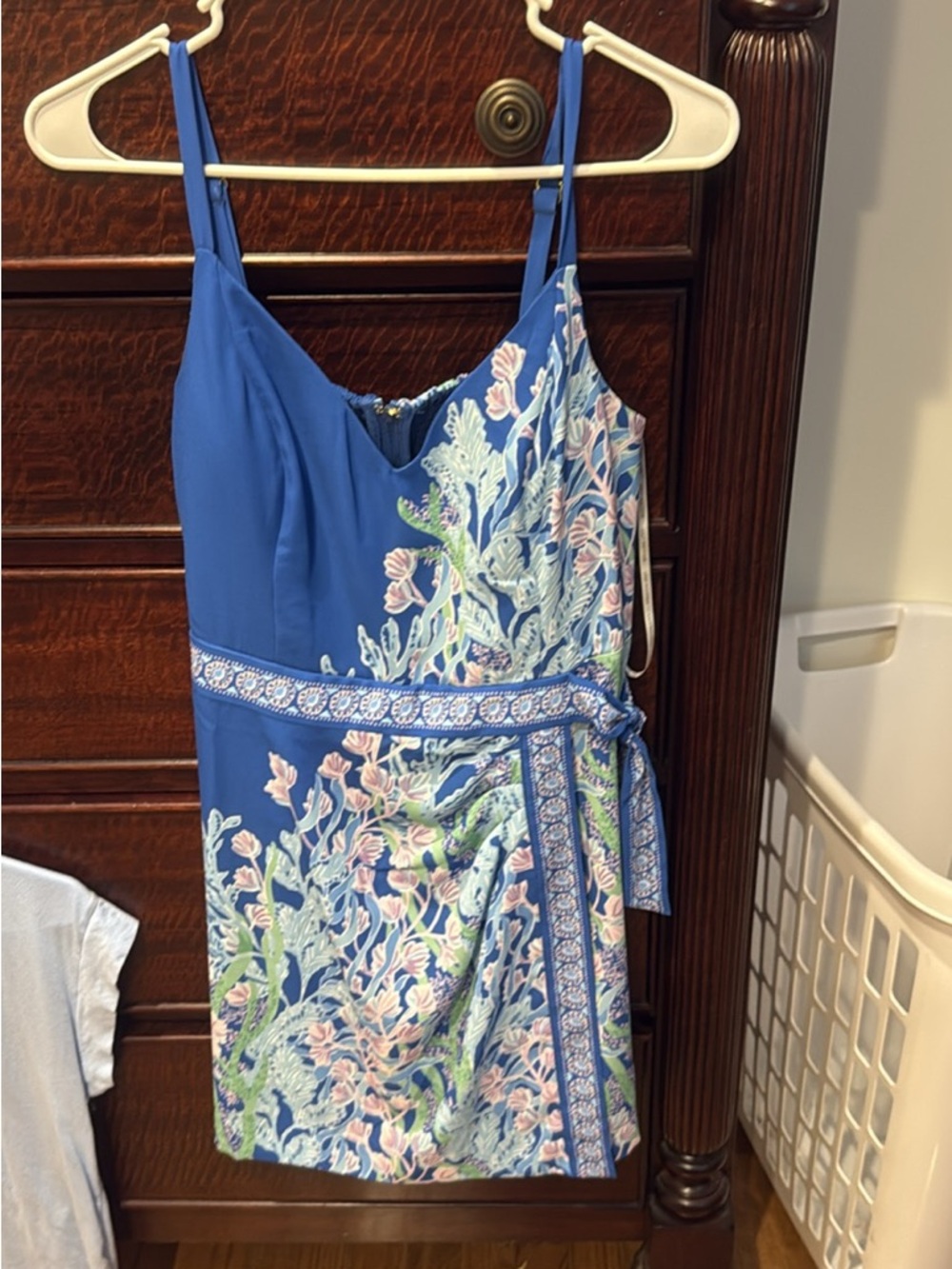 Lilly Pulitzer Blue Floral Wrap Mini Dress